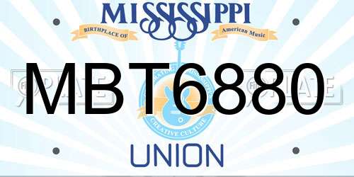 MBT6880 Mississippi License Plate
