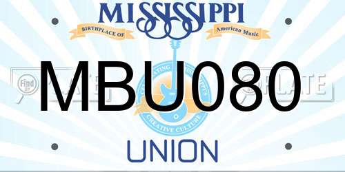 MBU080 Mississippi License Plate