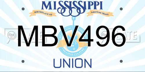 MBV496 Mississippi License Plate