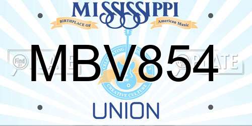 MBV854 Mississippi License Plate
