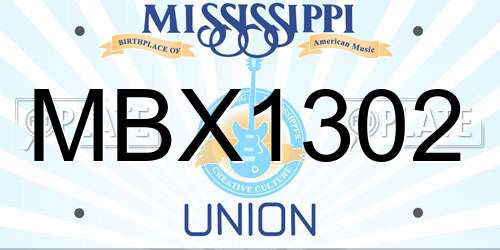 MBX1302 Mississippi License Plate