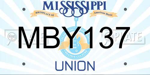 MBY137 Mississippi License Plate