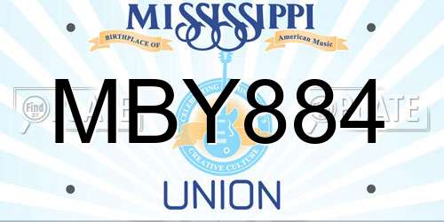 MBY884 Mississippi License Plate