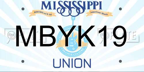 MBYK19 Mississippi License Plate