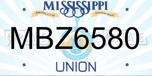 MBZ6580 Mississippi License Plate