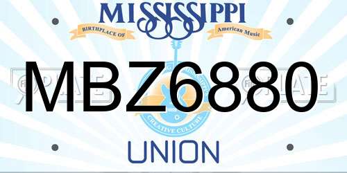MBZ6880 Mississippi License Plate