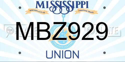 MBZ929 Mississippi License Plate