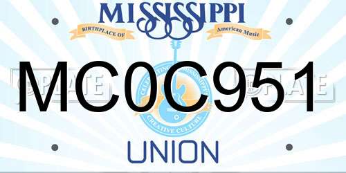 MC0C951 Mississippi License Plate