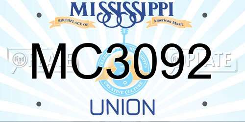 MC3092 Mississippi License Plate