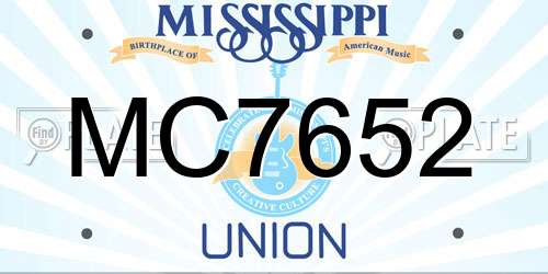 MC7652 Mississippi License Plate