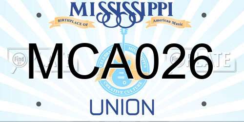 MCA026 Mississippi License Plate