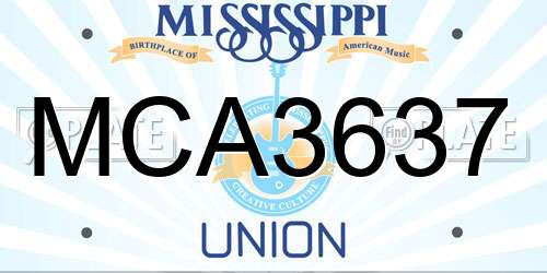 MCA3637 Mississippi License Plate