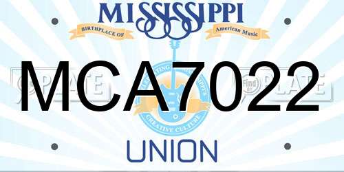 MCA7022 Mississippi License Plate