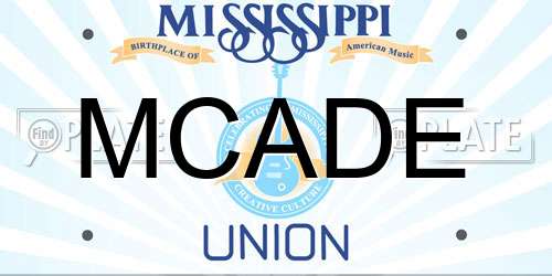 MCADE Mississippi License Plate