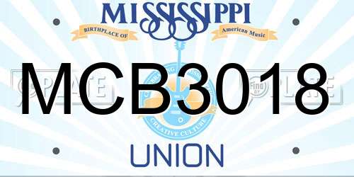 MCB3018 Mississippi License Plate