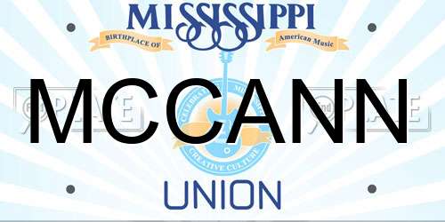 MCCANN Mississippi License Plate