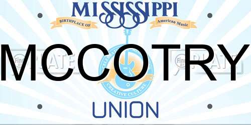 MCCOTRY Mississippi License Plate