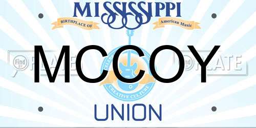 MCCOY Mississippi License Plate