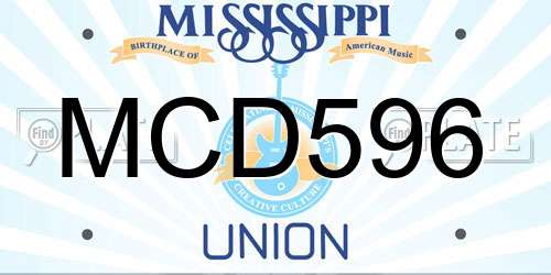 MCD596 Mississippi License Plate