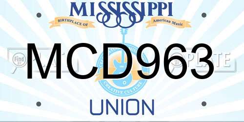 MCD963 Mississippi License Plate