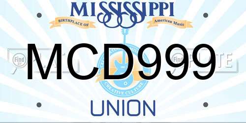 MCD999 Mississippi License Plate