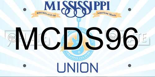 MCDS96 Mississippi License Plate