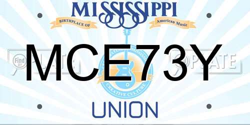 MCE73Y Mississippi License Plate