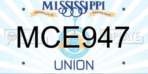 MCE947 Mississippi License Plate