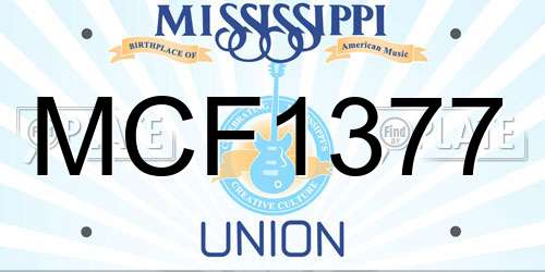 MCF1377 Mississippi License Plate