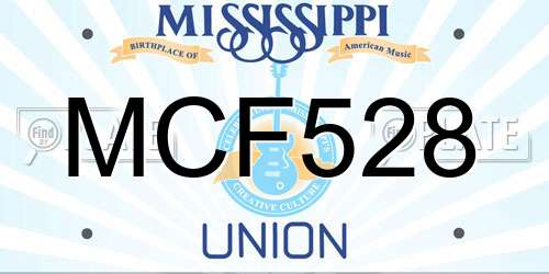 MCF528 Mississippi License Plate