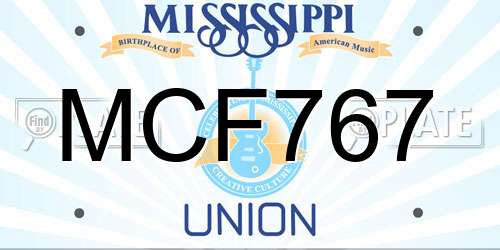 MCF767 Mississippi License Plate