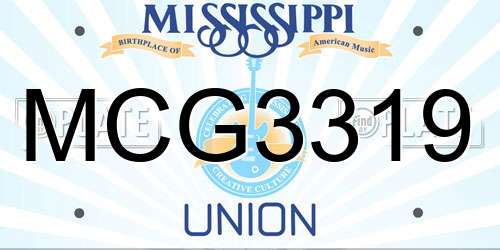 MCG3319 Mississippi License Plate