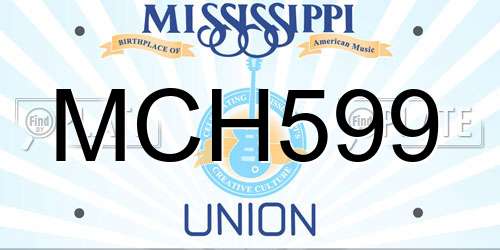 MCH599 Mississippi License Plate