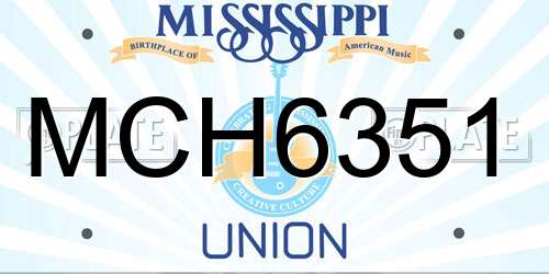 MCH6351 Mississippi License Plate