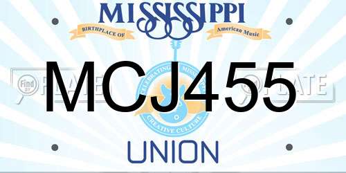 MCJ455 Mississippi License Plate