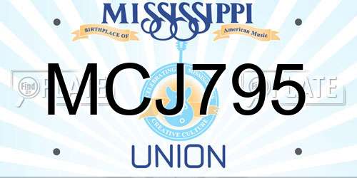 MCJ795 Mississippi License Plate
