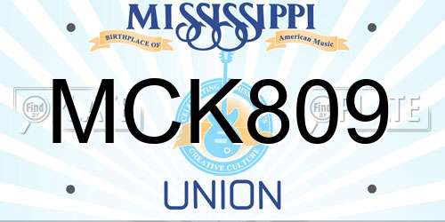MCK809 Mississippi License Plate