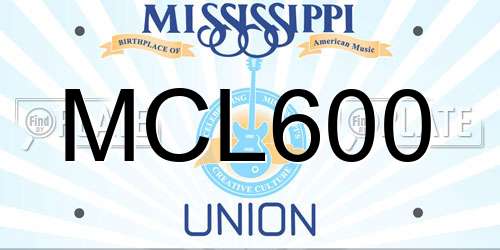 MCL600 Mississippi License Plate