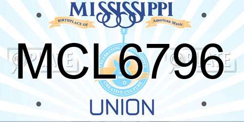 MCL6796 Mississippi License Plate