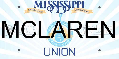 MCLAREN Mississippi License Plate