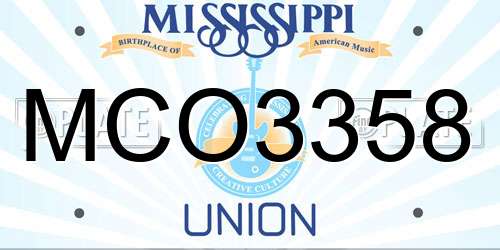 MCO3358 Mississippi License Plate