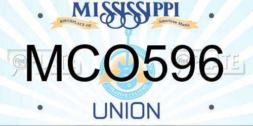 MCO596 Mississippi License Plate