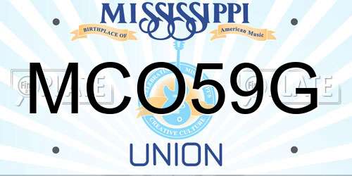 MCO59G Mississippi License Plate
