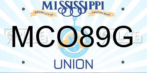 MCO89G Mississippi License Plate