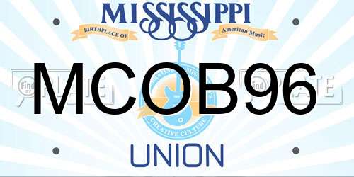 MCOB96 Mississippi License Plate