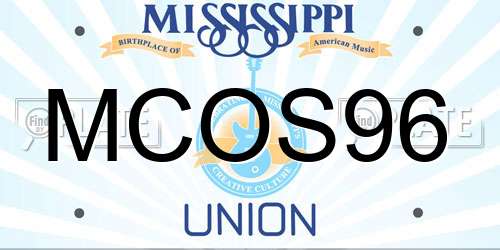 MCOS96 Mississippi License Plate