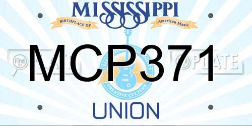 MCP371 Mississippi License Plate