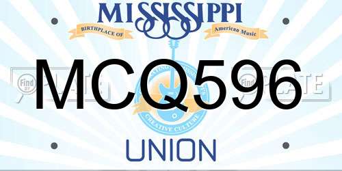 MCQ596 Mississippi License Plate