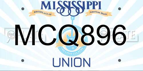 MCQ896 Mississippi License Plate