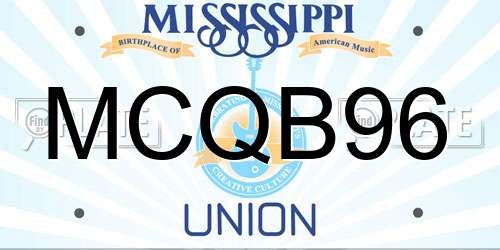 MCQB96 Mississippi License Plate